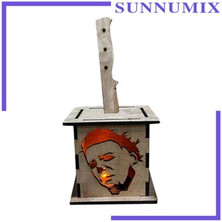 [Sunnimix] โคมไฟฮาโลวีน โคมไฟไม้ สําหรับตกแต่งโต๊ะ ปาร์ตี้ฮาโลวีน กลางแจ้ง