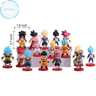 Xo94ol ฟิกเกอร์ Dragon Ball Super Son Goku Vegeta Broly Buu ของเล่น ของขวัญ สําหรับเด็ก 16 ชิ้น ต่อชุด