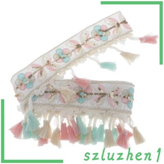 [Szluzhen1] ริบบิ้นลูกไม้ ประดับเลื่อม ปอมปอม 1 หลา สําหรับตกแต่ง DIY