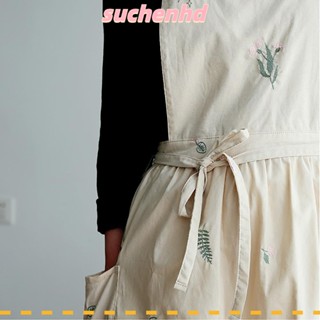 Suchenhd ผ้ากันเปื้อนสวน, ผ้ากันเปื้อนครัว กันน้ํา สีเบจ, ขนาดเดียวเหมาะกับการออกแบบสายไขว้ อเนกประสงค์ ผ้าฝ้าย ร้านดอกไม้ ผ้ากันเปื้อนครัว สวน ร้านดอกไม้