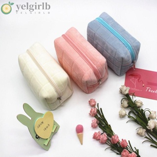 Yelgirlb กระเป๋าเครื่องสําอาง ผ้ากํามะหยี่ขนนิ่ม อเนกประสงค์ สีพื้น