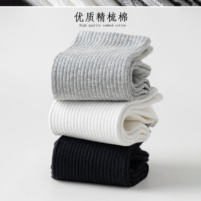 ถุงเท้ากีฬาลําลอง ผ้าฝ้าย ระบายอากาศได้ดี ดูดซับเหงื่อ สีดํา และสีขาว แบบเรียบง่าย สําหรับผู้ชาย - รูปที่ 5