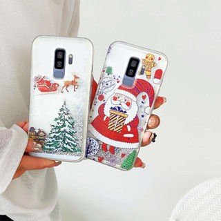 Ybd เคสโทรศัพท์มือถือ ลายต้นคริสต์มาส ซานตาคลอส กวาง มีทรายไหล สําหรับ Samsung Galaxy S10 Plus S9 Plus S8 Plus