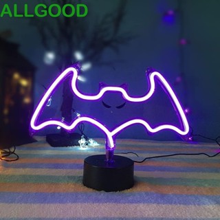 Allgoods ป้ายไฟนีออน LED รูปผี สีขาว ใช้แบตเตอรี่ USB ทนทาน สําหรับตกแต่งห้องนอนเด็ก