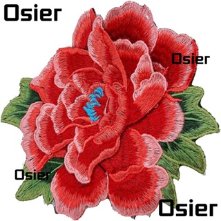 Osier1 แผ่นผ้าโพลีเอสเตอร์ ปักลายดอกกุหลาบ สีแดง ขนาด 5.9x5.1 นิ้ว ไม่ซีดจางง่าย สําหรับเย็บติดเสื้อแจ็กเก็ต 4 ชิ้น