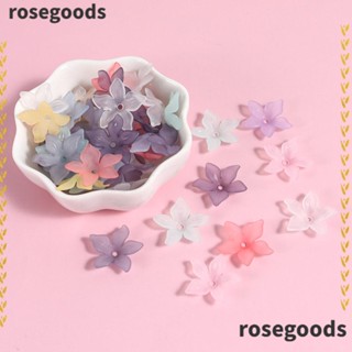 Rosegoods1 ลูกปัดอะคริลิคใส ลายดอกลิลลี่ 5 กลีบ โปร่งแสง สําหรับทําเครื่องประดับ DIY 5 ชิ้น