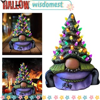 Wisdomest โคมไฟ LED เรซิ่น รูปซานตาคลอส โนมสีม่วง ทนทาน สําหรับตกแต่งบ้าน ต้นคริสต์มาส