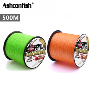 Ashconfish สายเอ็นตกปลา แบบถัก PE X8 สีส้ม เขียวอ่อน 500 เมตร 8 เส้น