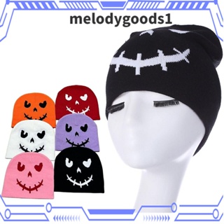 Melodygoods1 หมวกบีนนี่ ผ้าวูลถัก ลายตลก ของขวัญฮาโลวีน สําหรับขี่สกี