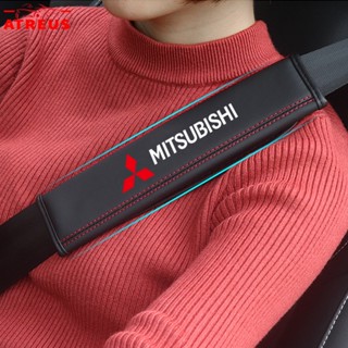 2 ชิ้น Mitsubishi ปลอกสวมหุ้ม สําหรับสายเข็มขัดนิรภัยในรถยนต์ ปลอกหนังหุ้มเข็มขัดนิรภัย สำหรับ Mitsubishi Xpander Cross Triton Grandis Attrage Mirage Outlander Pajero Sport ASX