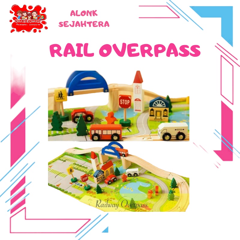 [Alonk.S] OVERPASS RAIL/ railway/ รถไฟไม้/ ของเล่นเพื่อการศึกษาสําหรับเด็ก/ ชุดรถของเล่นไม้