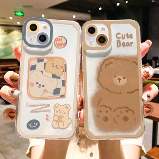 หมีสีน้ำตาลน่ารัก เเคสโทรศัพท์ TPU Compatible for iPhone 11 14 13 12 15 Pro Max 7 8 14 Plus XR XS Max SE 2020