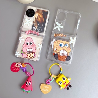 เคสโทรศัพท์มือถือ ป้องกันกระแทก หน้าจอพับได้ ลาย SpongeBob SquarePants Pie Da Star พร้อมจี้ตุ๊กตา สําหรับ OPPO Find N2 Flip OPPO Find N3