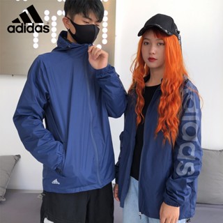 Adidas ของแท้ 100% เสื้อแจ็กเก็ต เสื้อฮู้ด กันลม มีซิป สําหรับผู้หญิง และผู้ชาย