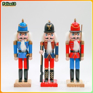 25 ซม.Movable Chin ไม้ Nutcracker ทหารหุ่นคริสต์มาสปีใหม่เดสก์ท็อปตกแต่ง-FE