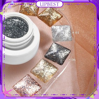 ♕ Cowsar High Density Platinum ยาทาเล็บเจล Fine Glitter เลื่อมเงินดึงสายตะขอขอบทาสีกระป๋อง Phototherapy กาวเล็บสำหรับเล็บ Shop 5ml 6 แบบ UPBEST