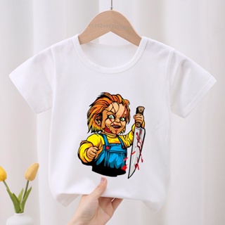 เสื้อยืด พิมพ์ลายกราฟฟิค Horror Killer Good Guys Chucky แฟชั่นฤดูร้อน สําหรับเด็กผู้หญิง และเด็กผู้ชาย