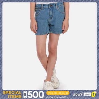 WRANGLER KIDS กางเกงขาสั้นเด็กผู้หญิง คอลเลคชั่น LIGHT DENIM SUMMER เอวสูง ทรง SHORT รุ่น WK S123GSHON08 สียีนส์ แรงเลอร์ กางเกงขาสั้น เสื้อผ้า เสื้อผ้าเด็กผู้หญิง