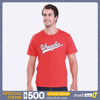 WRANGLER เสื้อยืดแขนสั้นผู้ชาย ทรง REGULAR รุ่น WR S523MTSSF02 สีแดง