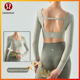 Lululemon เสื้อกีฬาแขนยาว แต่งจับจีบ DSL664