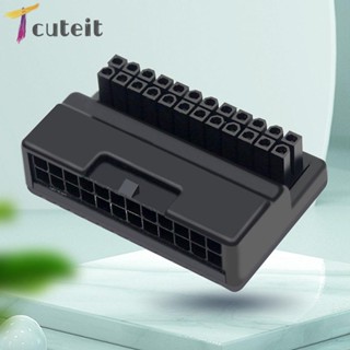 Tcuteit โมดูลเชื่อมต่อสายไฟ ATX 24 Pin เป็น 90 องศา 24 Pin