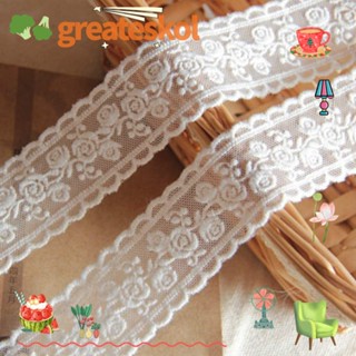 Greateskol ริบบิ้นลูกไม้, ขอบลูกไม้ ผ้าฝ้าย สีขาว, ขอบลูกไม้เย็บผ้า ลายดอกไม้ DIY