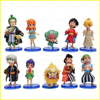 ใหม่ โมเดลฟิกเกอร์ One Piece Wano Country Luffy Nami Zoro Law Sanji Chopper ของเล่นสําหรับเด็ก ของขวัญ 10 ชิ้น