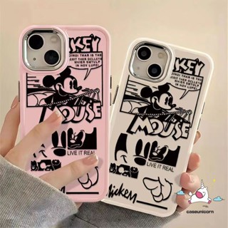 เคสโทรศัพท์มือถือ ชุบโลหะ ลายการ์ตูนดิสนีย์ มิกกี้เมาส์ กราฟฟิตี้ หรูหรา สําหรับ IPhone 14 13 11 12 XR 15 Pro MAX 7plus XS MAX X 7 8 15 Plus