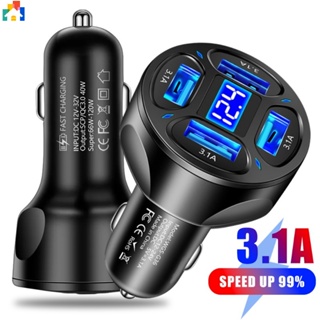 อะแดปเตอร์ชาร์จโทรศัพท์มือถือ 12-24V USB 3.1A หน้าจอดิจิทัล ชาร์จเร็ว สําหรับรถยนต์