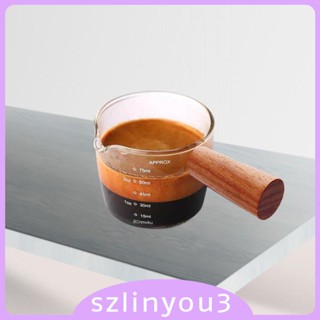 [Szlinyou3] - ถ้วยตวงแก้ว ด้ามจับไม้ สําหรับเครื่องดื่ม