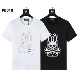 6027 Psycho Bunny love เสื้อยืดลําลองแฟชั่น สําหรับผู้ชาย ผู้หญิง แขนสั้น พิมพ์ลายกระต่าย