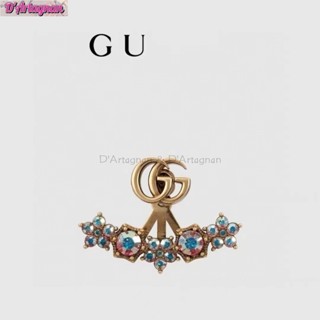 {Boutique Spot} GG ต่างหูเข็มเงิน 925 ชุบทอง ประดับโลโก้คริสตัล เพชร หลากสี คุณภาพสูง สไตล์เกาหลี เรโทร แฟชั่นสําหรับผู้หญิง 2023