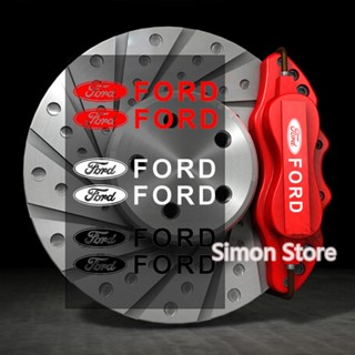 สติกเกอร์เบรกคาลิปเปอร์ ลายตราสัญลักษณ์ สําหรับ Ford Ecosport Escort Taurus Mustang Auto Wheel 6 ชิ้น