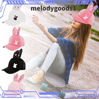 Melodygoods1 หมวกเบสบอล ปักเลื่อม ลายกระต่ายน่ารัก แฟชั่นฤดูใบไม้ผลิ