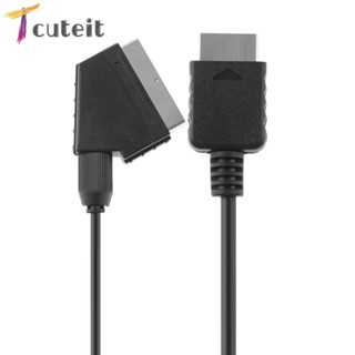 Tcuteit สายเคเบิลเกมคอนโซล TV AV RGB SCART 1.8 ม. สําหรับเกมคอนโซล PS2 PS3