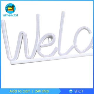 [Almencla1] ป้ายไฟนีออน Welcome ใช้แบตเตอรี่ สําหรับตกแต่งหน้าต่างห้องเกม