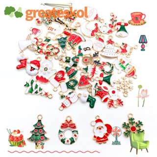 Greateskol จี้ฟิกเกอร์เรซิ่น รูปการ์ตูนกวางเอลก์ สโนว์แมน แฮนด์เมด DIY สําหรับแขวนตกแต่งบ้าน คริสต์มาส 20-100 ชิ้น