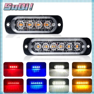 Suqi ไฟกระพริบ 12V 24V DRL สีขาว สําหรับติดรถยนต์ 4 ชิ้น