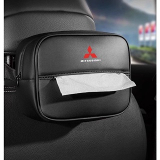 Mitsubishi LOGO tissue box ASX EVO Outlander Pajero LANCER EVOLUTION car seat back-hanging paper bag armrest box miscellaneous storage leather bag