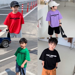 【Boy Wear】เสื้อยืดคอกลม แขนสั้น ผ้าฝ้าย พิมพ์ลาย Budak Lelaki Bauju สไตล์เกาหลี (1-14 ปี)(4 สี)