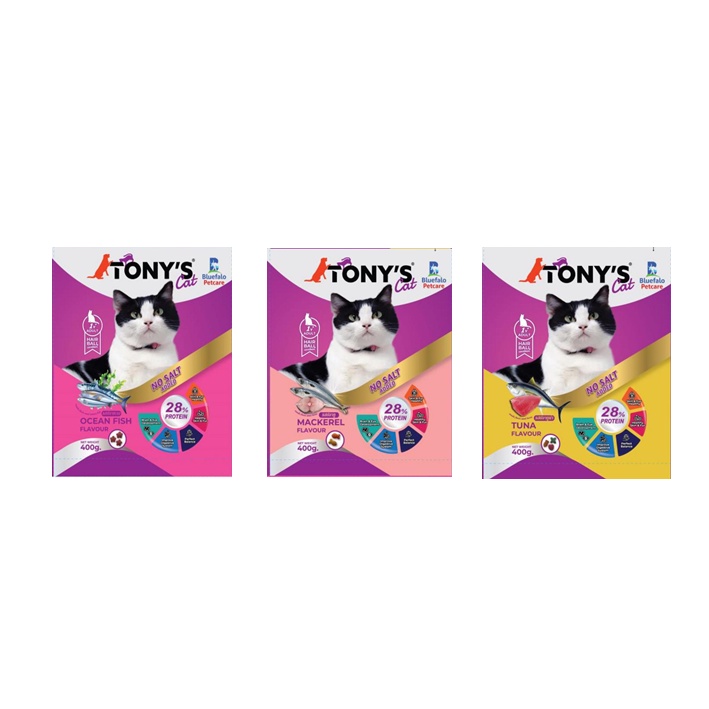 TONY'S Cat อาหารแมวเม็ด ไม่มีเกลือ สำหรับแมวอายุ 1 ปีขึ้นไป 400 g.