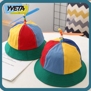 Yveta หมวกปีกกว้าง หมวกบักเก็ต ใบพัด สีรุ้ง สําหรับเด็ก