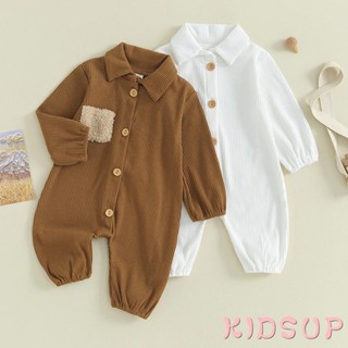 Kidsup1- ชุดจั๊มสูทรอมเปอร์แขนยาว คอปก สีตัดกัน สําหรับเด็กทารก