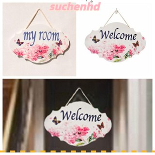 Suchenhd ป้ายไม้ ลาย Welcome ทนทาน สําหรับติดประตูคาเฟ่ โรงแรม ห้องรับแขก