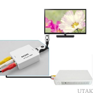 Utake RCA เป็น Hdmi เข้ากันได้กับตัวแปลง 1080P AV2HDMI อะแดปเตอร์คอมโพสิตวิดีโออะแดปเตอร์