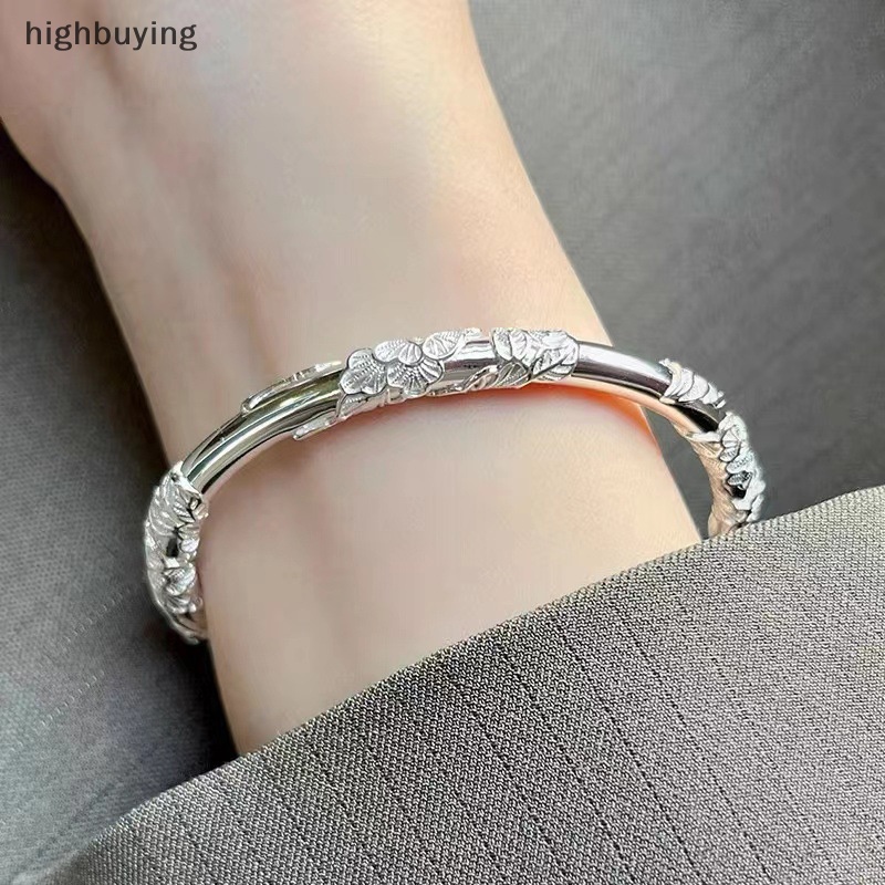 [highbuying] สร้อยข้อมือเงิน ลายดอกไม้ เปิดปรับได้ ละเอียดอ่อน เครื่องประดับแฟชั่น สําหรับผู้หญิง 1 ชิ้น