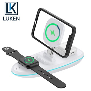 Luken แท่นชาร์จไร้สาย 15W 3 in 1 สําหรับ iPh 14 12 11 Pro Xs Xr X Max 8+ App Watch Series5 4 3 2 Airpods