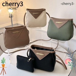 Cherry3 กระเป๋าถือ กระเป๋าสะพายไหล่ สะพายข้าง หนัง Pu ความจุสูง สไตล์เรโทร สําหรับเด็กผู้หญิง