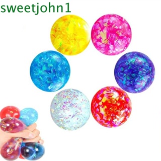 Sweetjohn ลูกบอลคริสตัล สีรุ้ง บรรเทาความเครียด ของเล่นบีบคลายเครียด