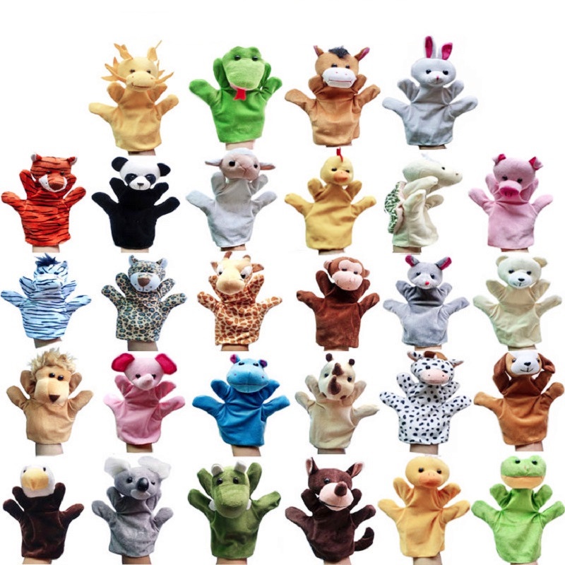 พร้อมส่ง🇹🇭ตุ๊กตาหุ่นมือ รูปสัตว์ป่าน่ารัก  สิงโต หมี หมาป่า แรด แอฟริกัน  ของสะสม เสริมทักษะสําหรับเด็ก